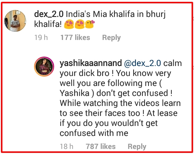 Fans compared Yashika Anand with Mia Khalifa, the actress strikes back