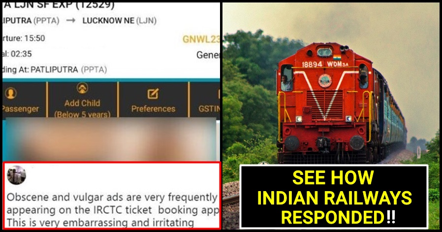 Man asks Indian Railways to remove 'Obscene Ads'; IRCTC schooled him