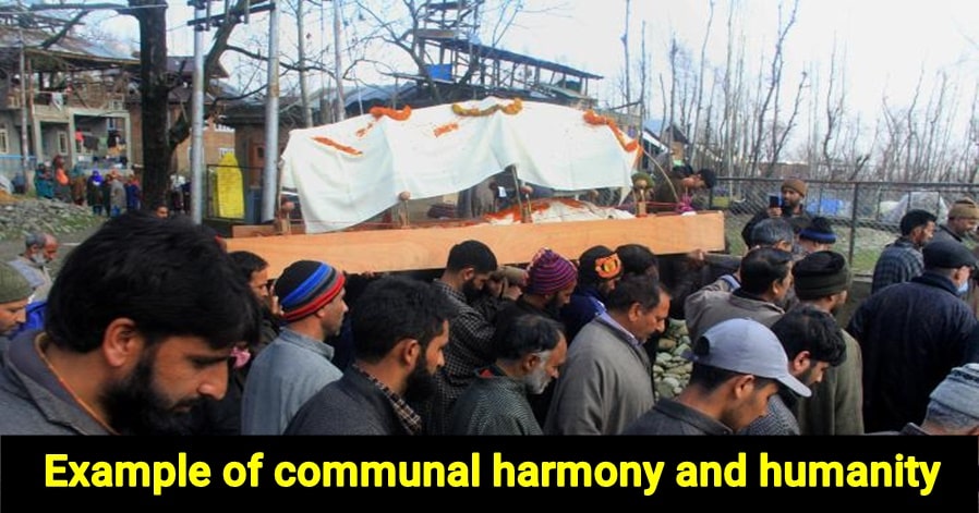 Muslims help perform the last rites of Pandit Woman in Kashmir's Baramulla