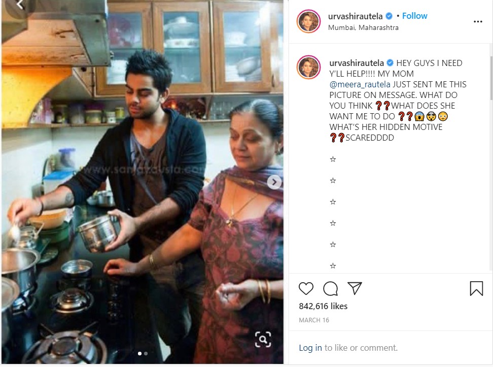 Here's the reason why Urvashi's mom sent her Kohli's picture, check out the post