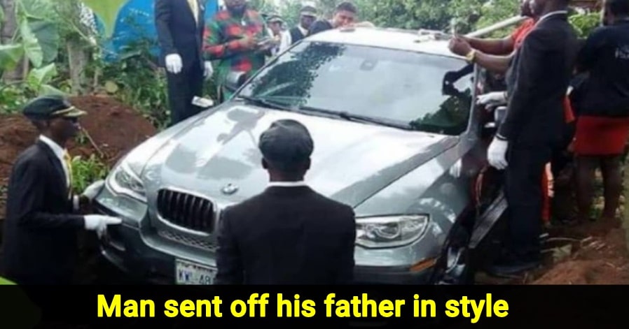 Son buries his dad in Brand new BMW rather than a coffin