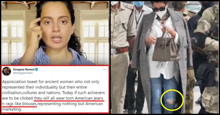 Netizens dig out Kangana's pics in torn American outfit after she shames modern achievers for wearing them