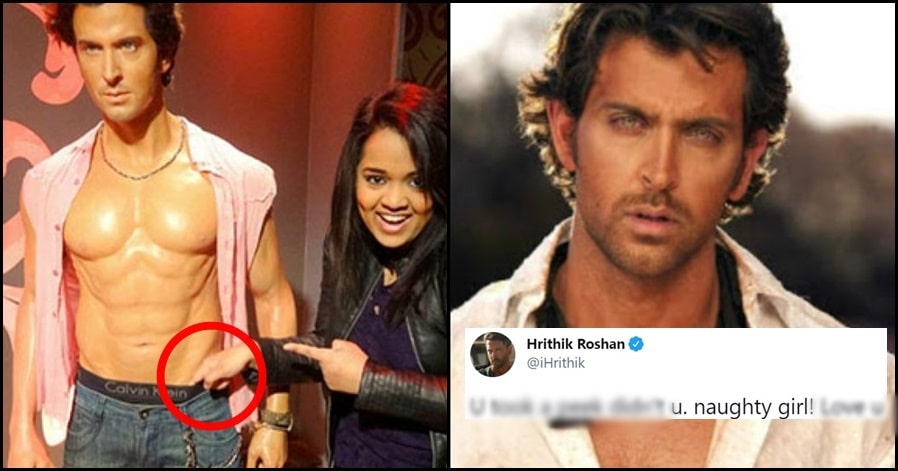 This girl put her finger inside Hrithik Roshan's underpants of wax statue