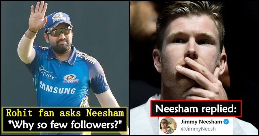 Jimmy Neesham gives an epic reply to Rohit Sharma's fan on social media