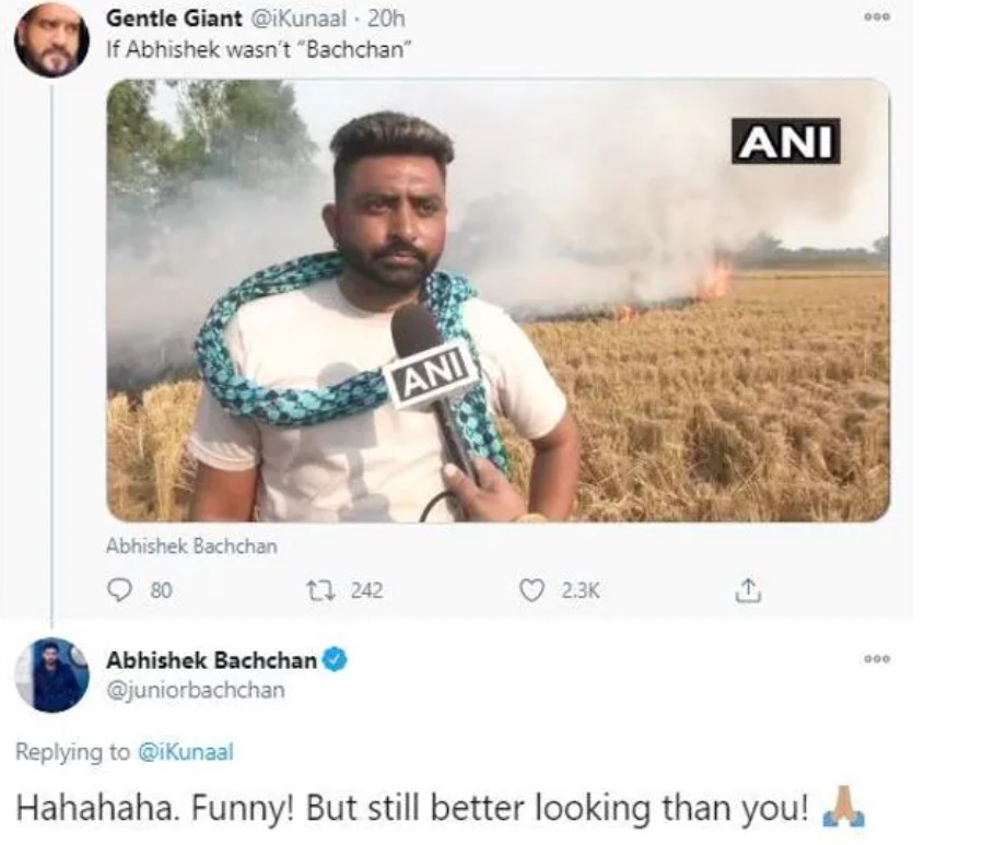 Netizen trolled Abhishek Bachchan with a farmer's picture; the actor responds!