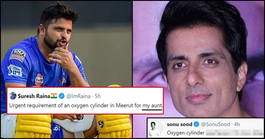 Suresh Raina reaches out asking for oxygen cylinder; Sonu Sood reacts!
