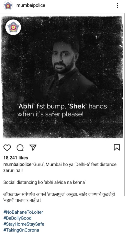 Mumbai Police posted Abhishek Bachchan's pic with a funny caption; he gave a hilarious reply