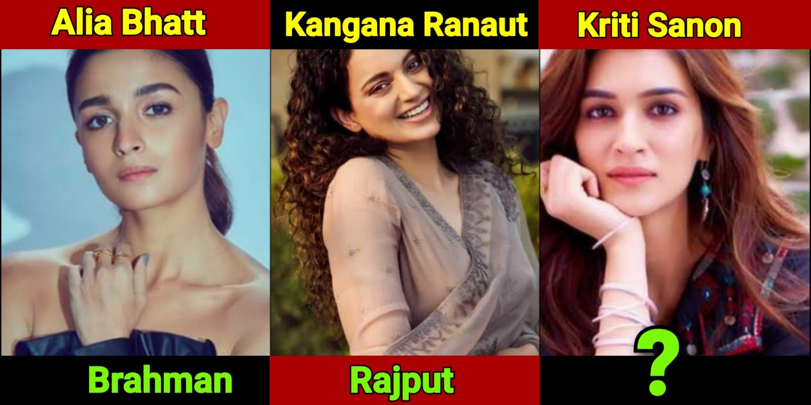 Finally it's public, full list of bollywood actress and their castes