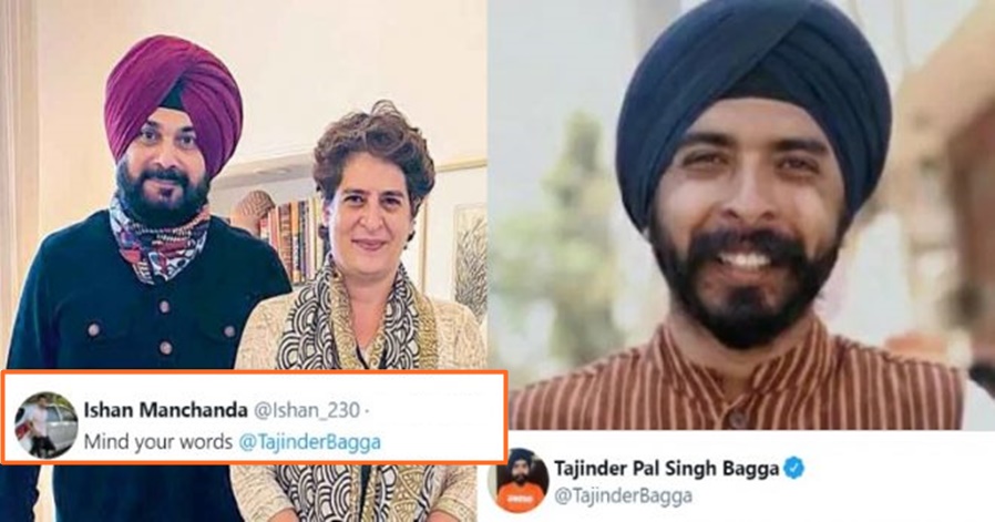 Tajinder Bagga gives a savage reply to a Guy who asked him to 'mind his words'