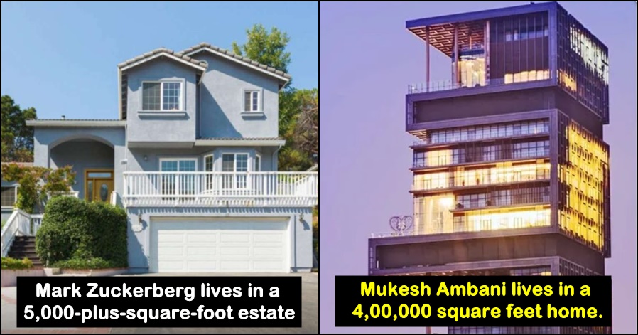 Quick comparison between Mukesh Ambani's home and Mark Zuckerberg's home