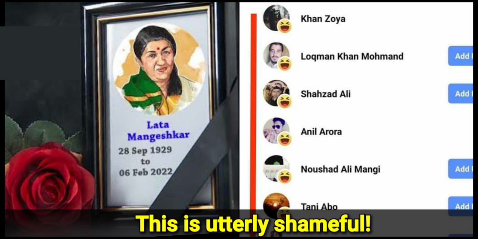 While the nation is in shock, people from a certain community mock Death of Lata Mangeshkar