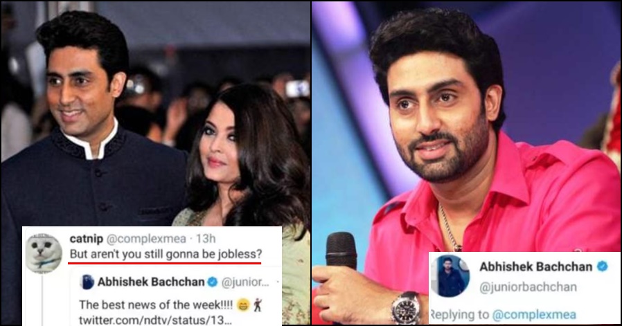 "You are still gonna be jobless" - Hater trolls Abhishek Bachchan, the actor replies to his tweet..