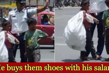Famous traffic cop Ranjeet Singh buys Shoes for Street kids whose feet burning in the scorching sun