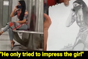 Artist sketches a girl sitting at Delhi metro, but He got into big trouble