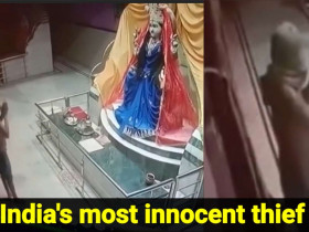 Thief bows to Goddess Durga before stealing temple donation box, Video goes viral