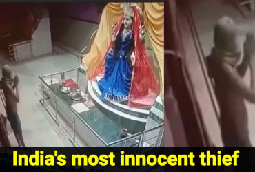 Thief bows to Goddess Durga before stealing temple donation box, Video goes viral