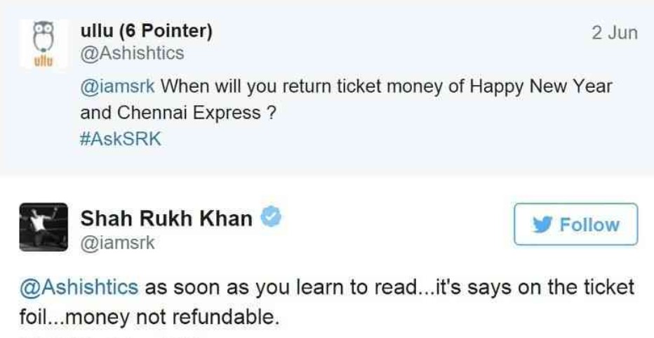 Fan asks refund after watching two Shah Rukh Khan's films, this is how SRK replied
