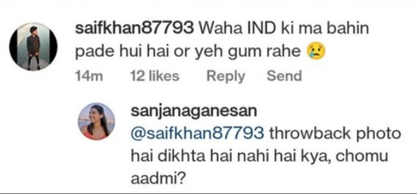 Sanjana Ganesan gives a sassy reply to troll on her and Jasprit Bumrah's pic, read details