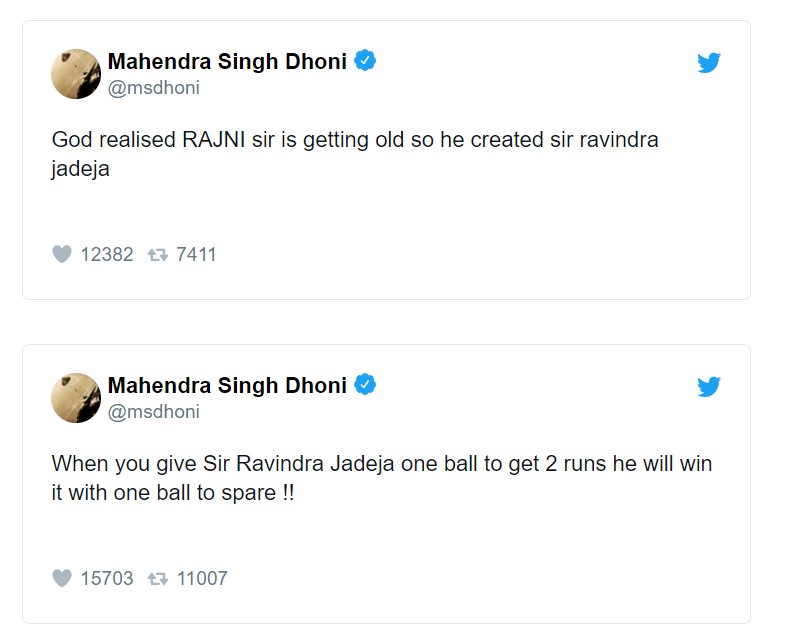 When MS Dhoni's old tweets on Ravindra Jadeja broke the internet