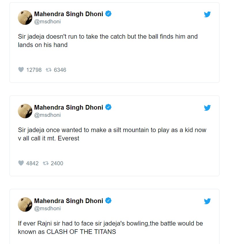 When MS Dhoni's old tweets on Ravindra Jadeja broke the internet