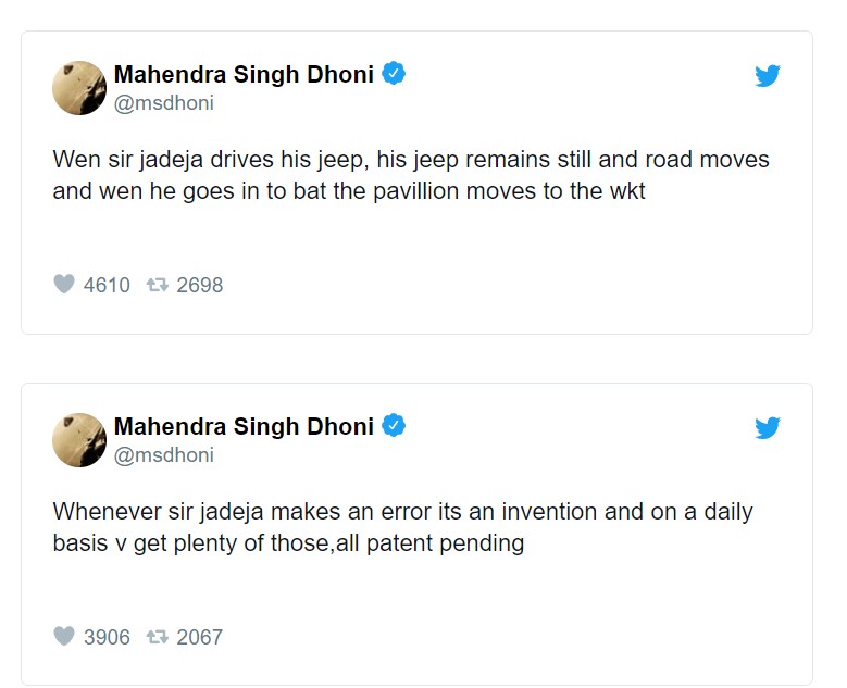 When MS Dhoni's old tweets on Ravindra Jadeja broke the internet