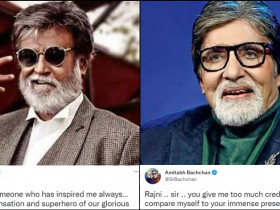 When Big B told Rajinikanth, "Rajini .. sir .. you give me too much credit, I cannot compare myself to your immense presence stature"