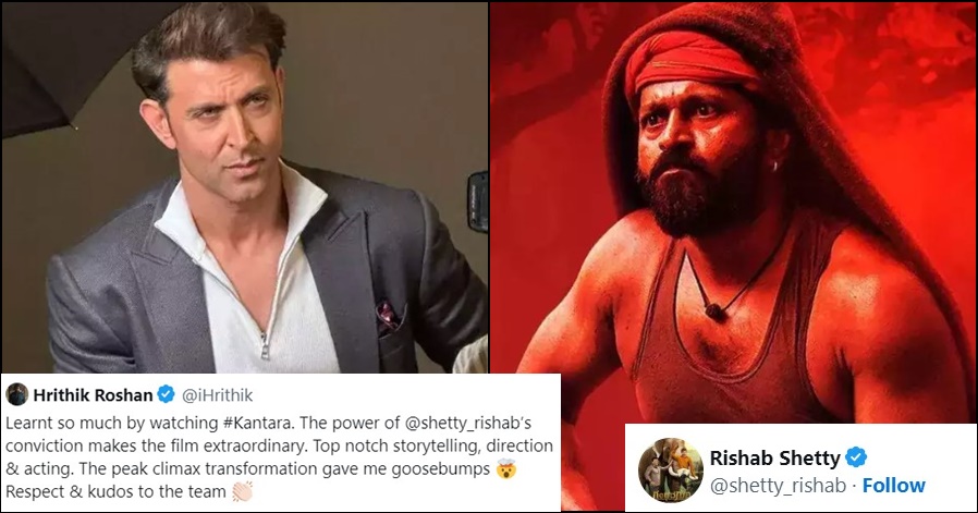 Hrithik Roshan posts appreciation Tweet for Kantara, Rishab Shetty replied