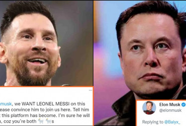 Elon Musk gives lit reply after a Guy asks him to convince Messi to join Twitter