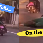 Girl tries to kick a boy, falls off the bike herself: Internet calls it "her Karma"