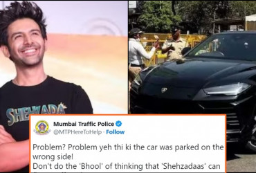 Mumbai Traffic Police's witty post on issuing challan for Kartik Aaryan's Lamborghini