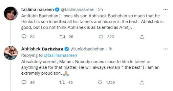 Taslima's says Amitabh thinks his son is best, now Abhishek gives a sharp reply!