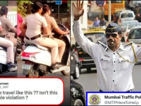 Guy shares pic of helmetless cops riding a scooter, Mumbai police responds!