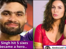Adult Star Kendra Lust reacts after Rinku Singh hits a record 5 Sixes!
