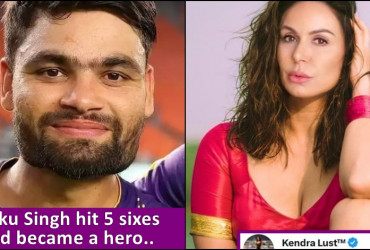 Adult Star Kendra Lust reacts after Rinku Singh hits a record 5 Sixes!