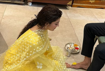 South Actress Pranitha responds To Trolls For Touching Husband's Feet