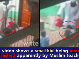 Muslim teacher thrashes a small kid like police beating criminal- video goes viral