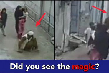 Caught on Camera: Helpless disabled beggar starts walking when there is nobody around