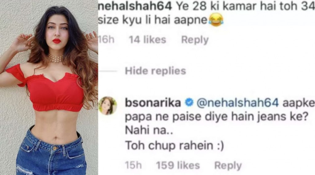 Sonarika Bhadoria gives a savage reply to trolls who body-shamed her