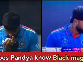 Picture goes viral, users claim Pandya spells magic before bowling Pakistan.