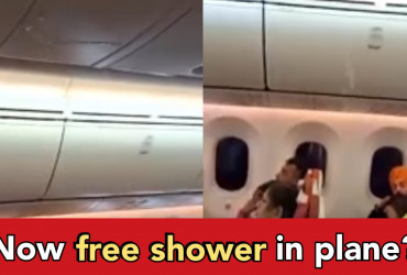 Water leaking in plane, passengers seating inside got wet