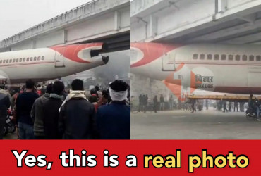 Bihar: crowd gathered on Bihar highway as a massive airplane stuck under bridge