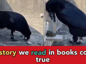 Viral video: Crow seen dropping pebbles in a jar to raise the water level to the top