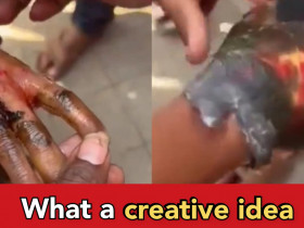 Indian beggar uses fake waxed hands to increase is daily income