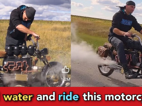 Man invents steam motorcycle, it gives a feeling of old trains