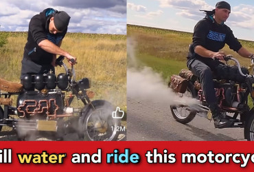 Man invents steam motorcycle, it gives a feeling of old trains